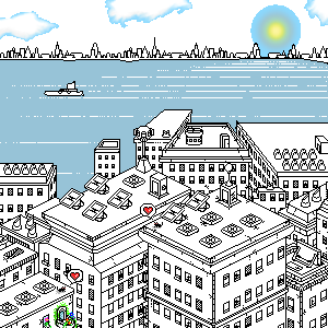 Another World Apart - Pixel artwork portraying a cityscape